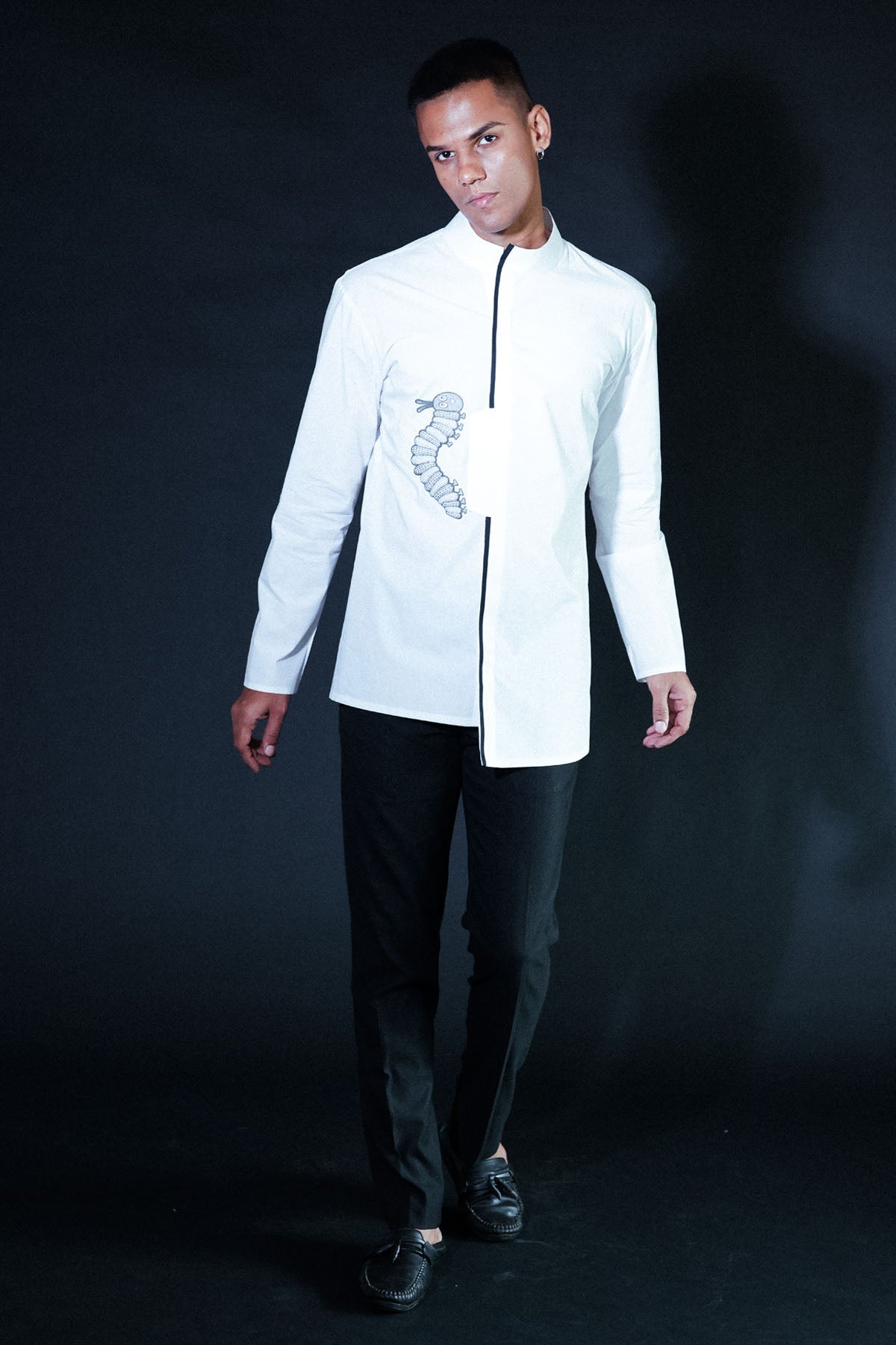 Buy Arya Giri White Embroidered Kantha Shirt